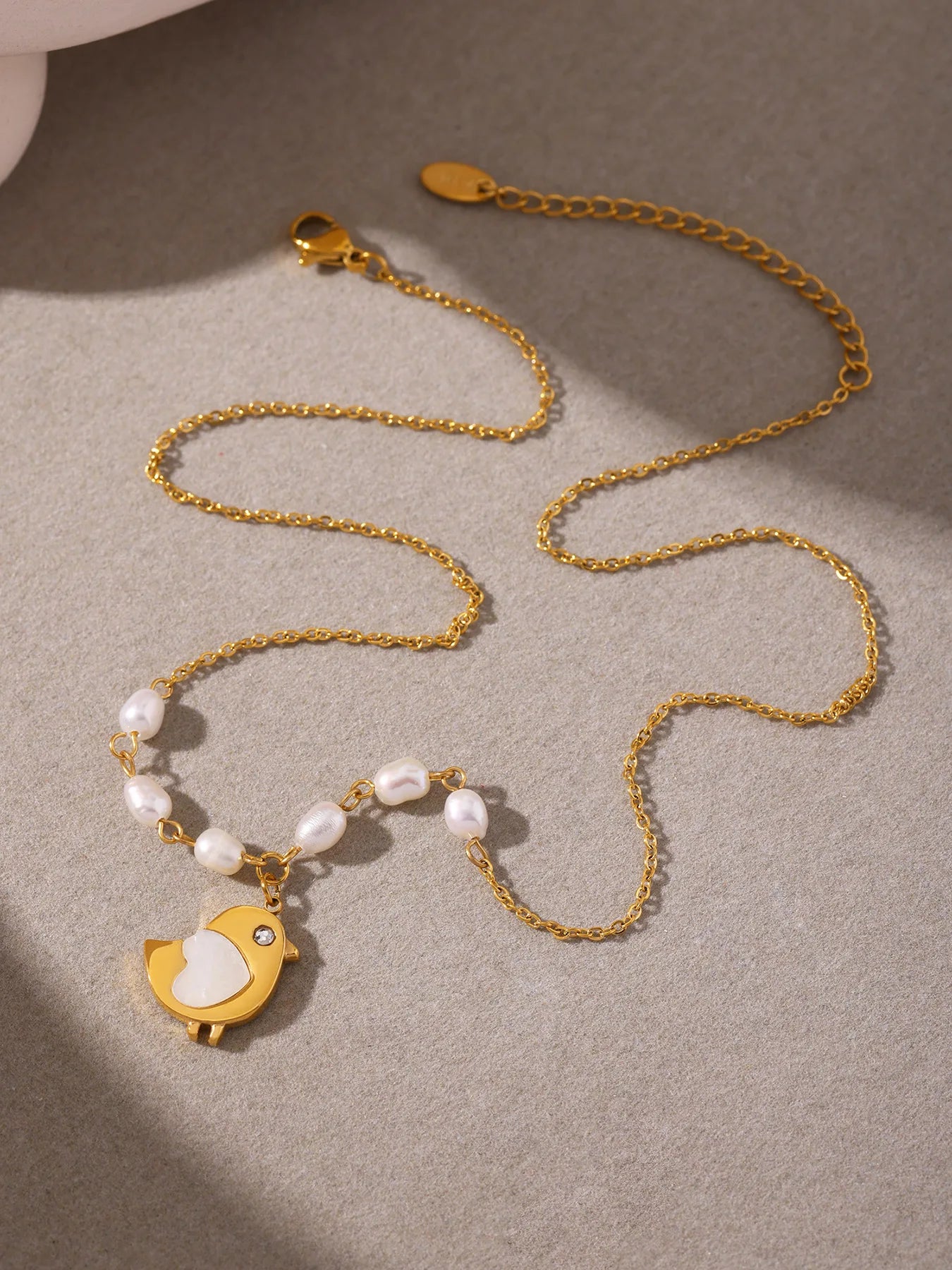 Pearl & Bird Charm Necklace