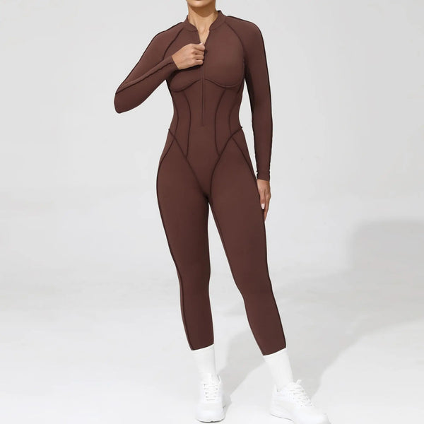 Long Sleeve Zip Front Jumpsuit