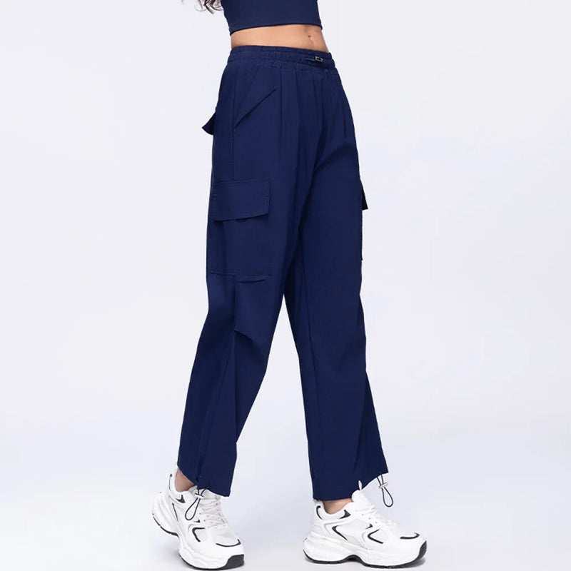 High-Waisted Drawstring Cargo Pants