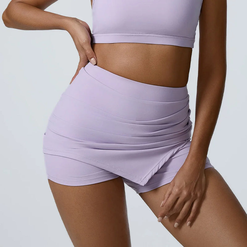 Ruched High-Waisted Athletic Skirt