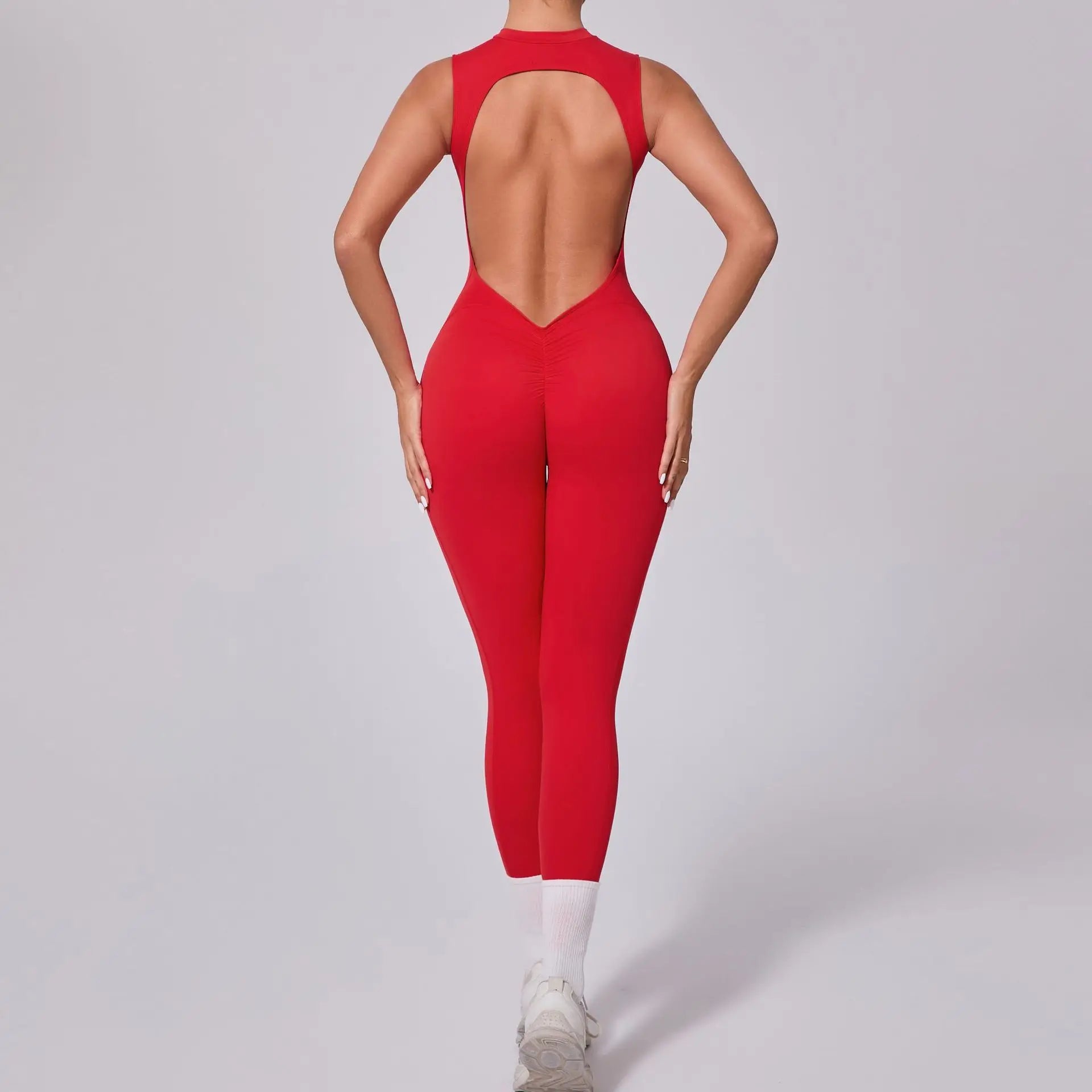 Open Back High Neck Athletic Jumpsuit