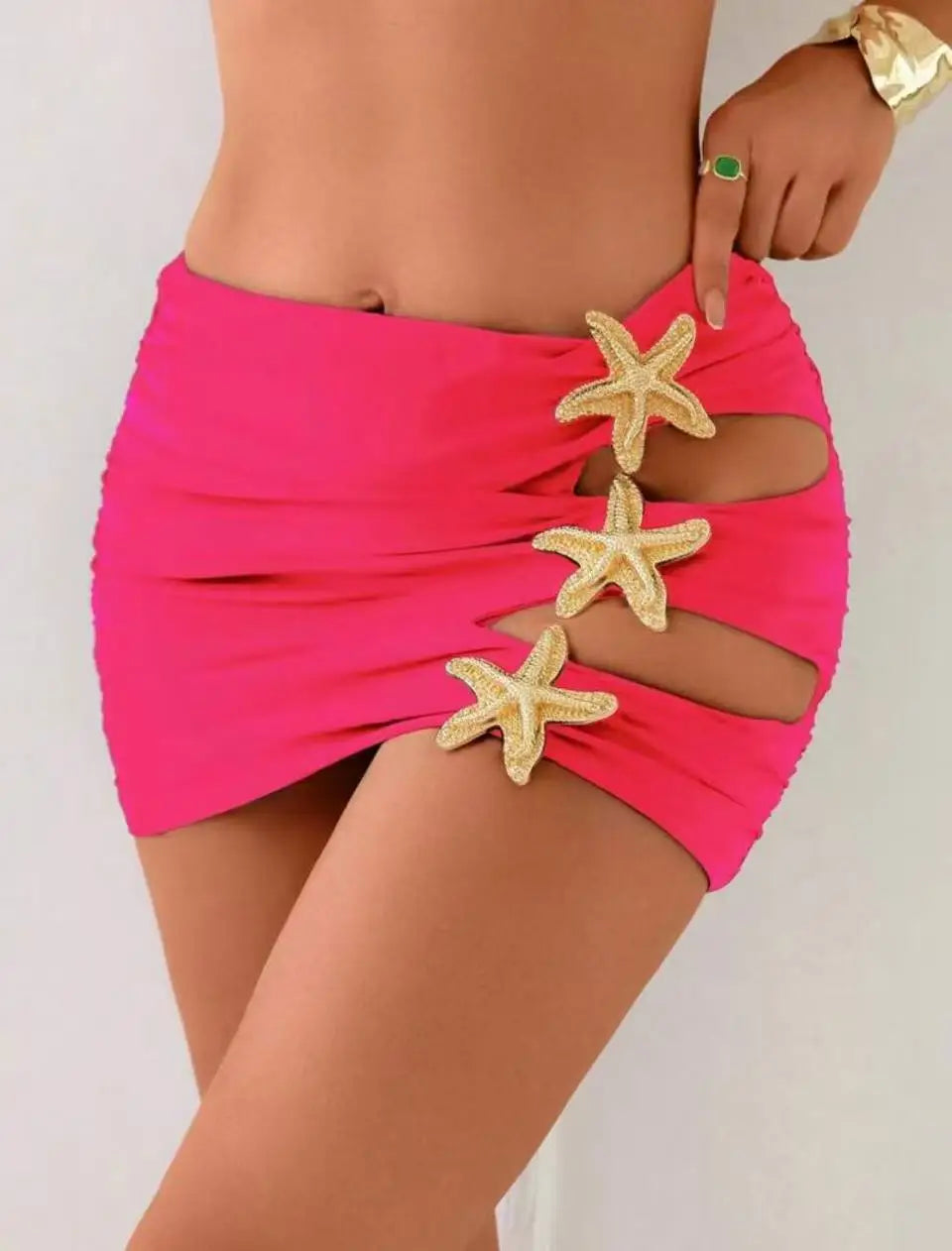 Starfish Accent Ruched Mini Skirt