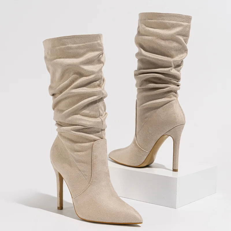 Suede Slouchy Stiletto Boots