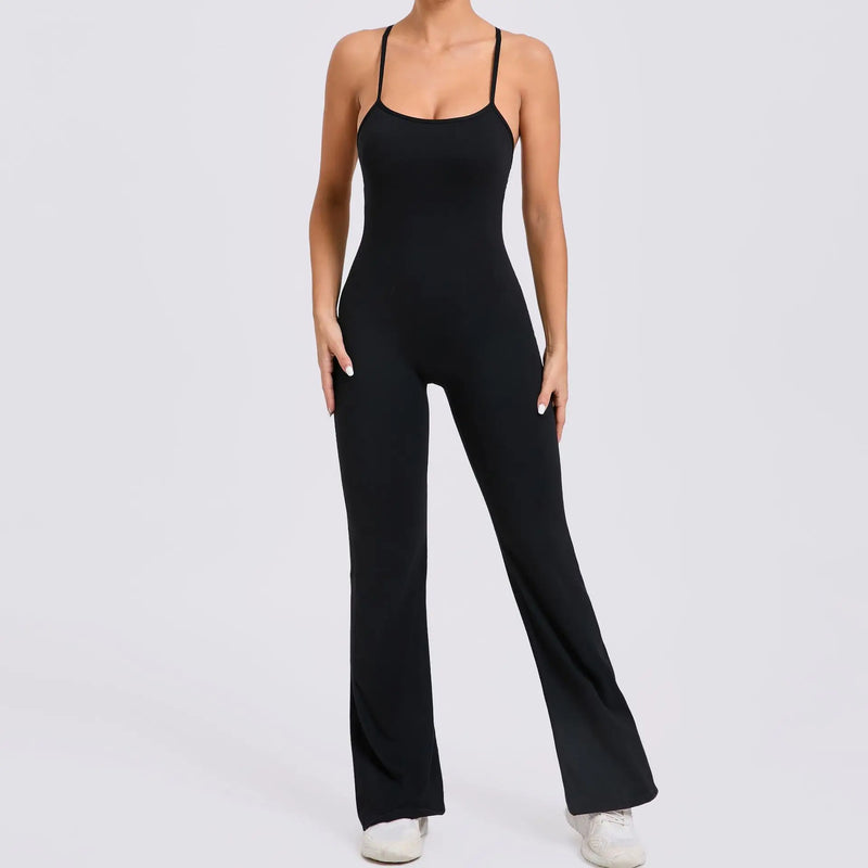 Sleek Noir Flare Jumpsuit