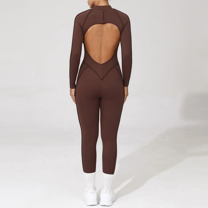 Long Sleeve Zip Front Jumpsuit