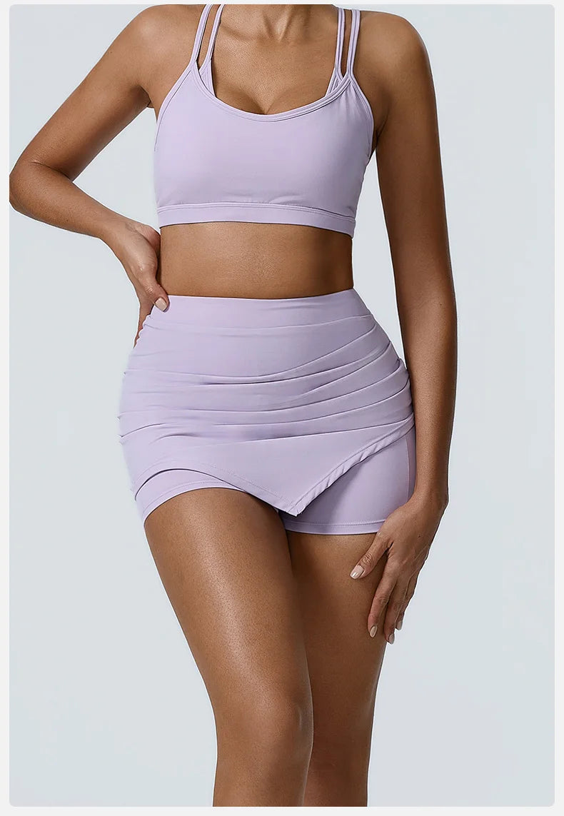 Ruched High-Waisted Athletic Skirt