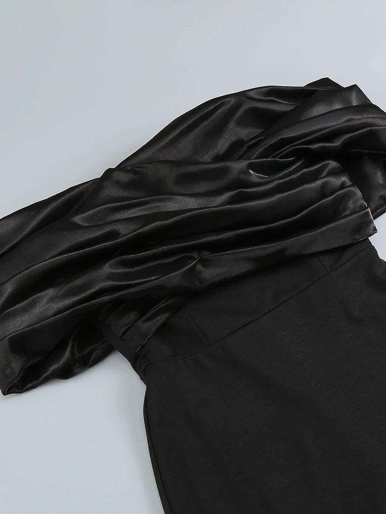 Off-Shoulder Satin Evening Gown