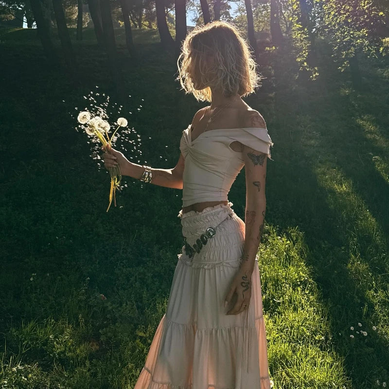 Boho Off-Shoulder Maxi Dress