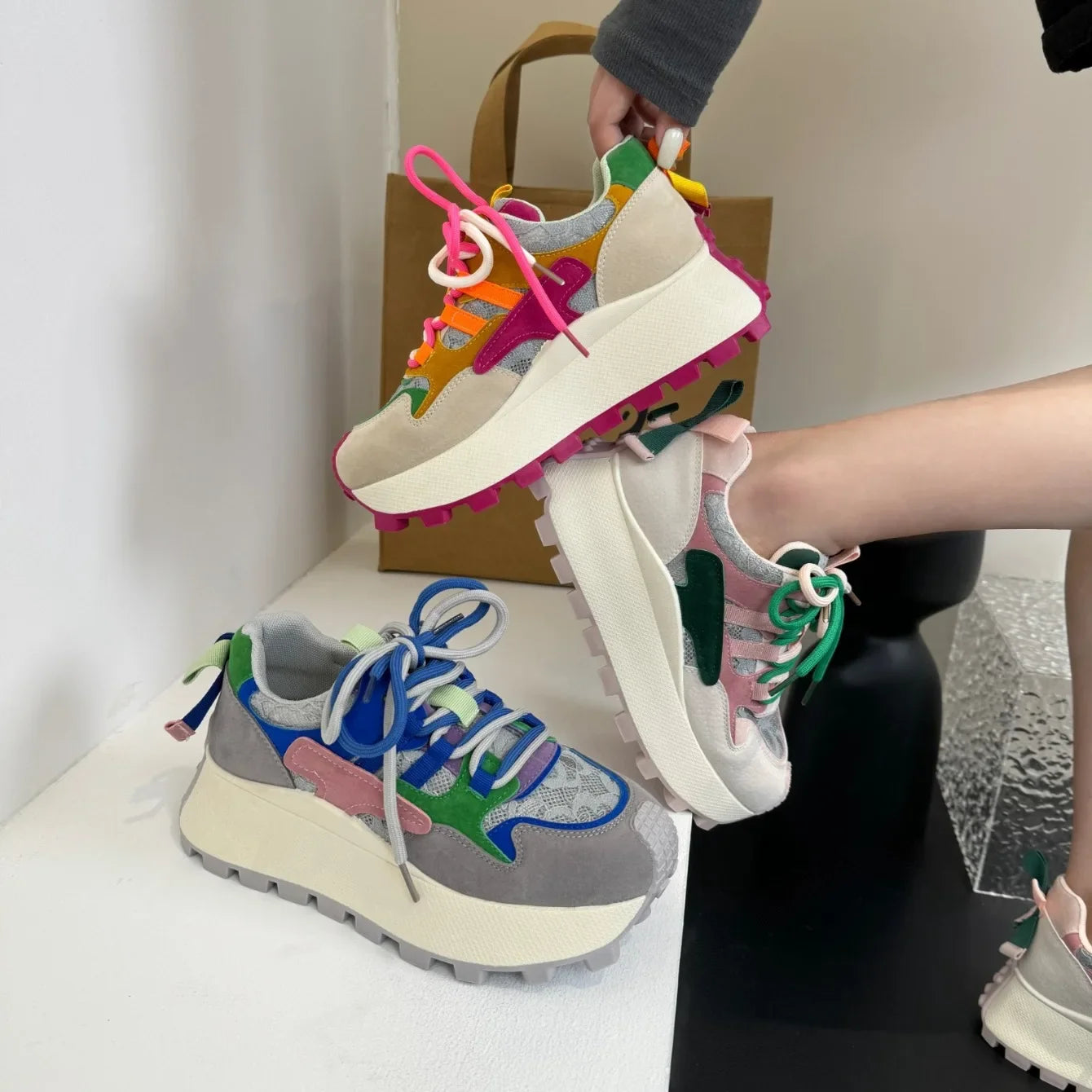 Chunky Retro Colorblock Sneakers