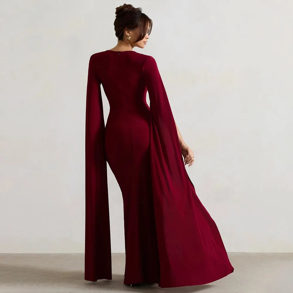 Cape Sleeve Strapless Evening Gown