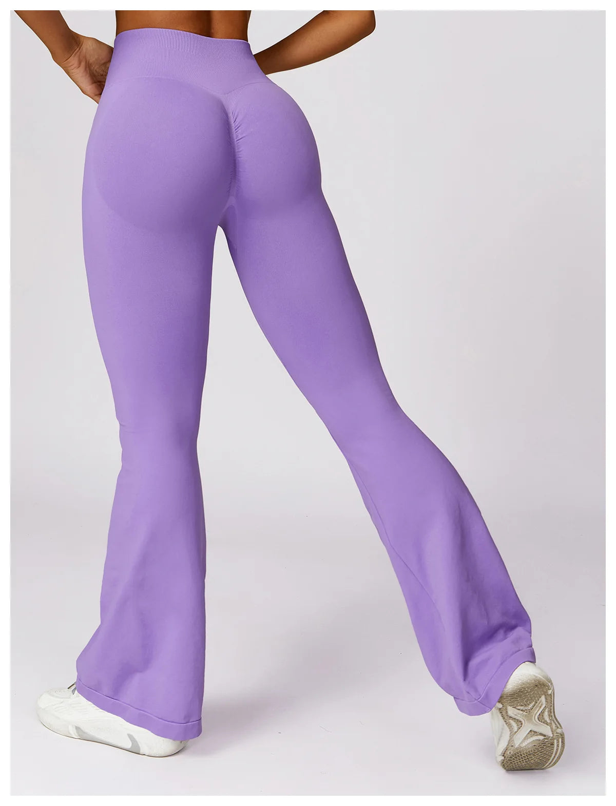 Ribbed Waist Flared Leggings