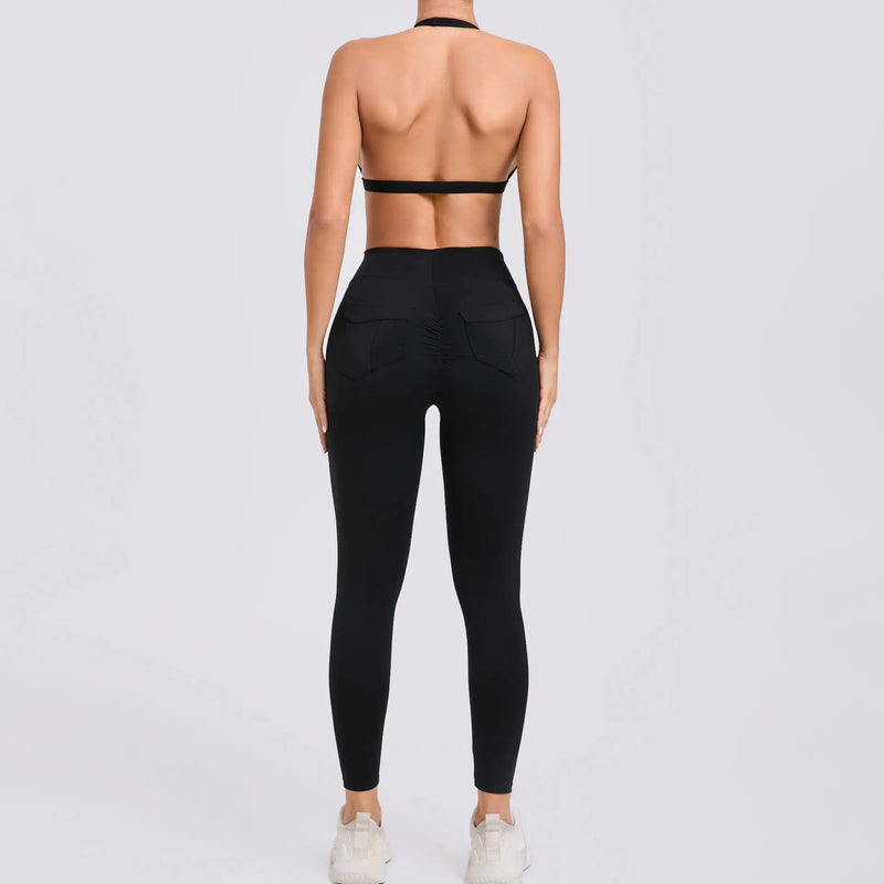 Twist-Front Halter Leggings Set