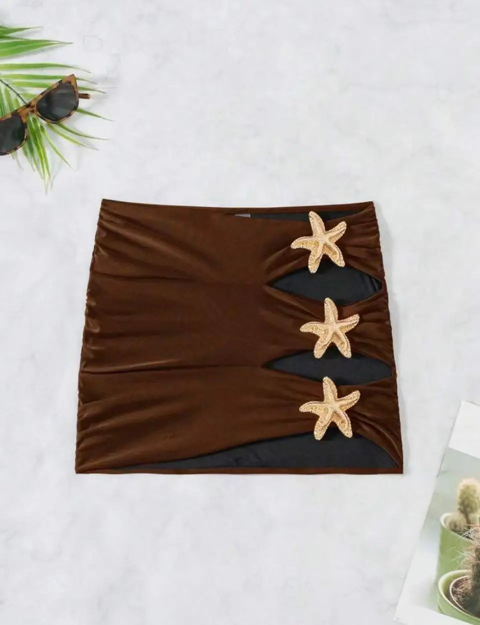 Starfish Accent Ruched Mini Skirt