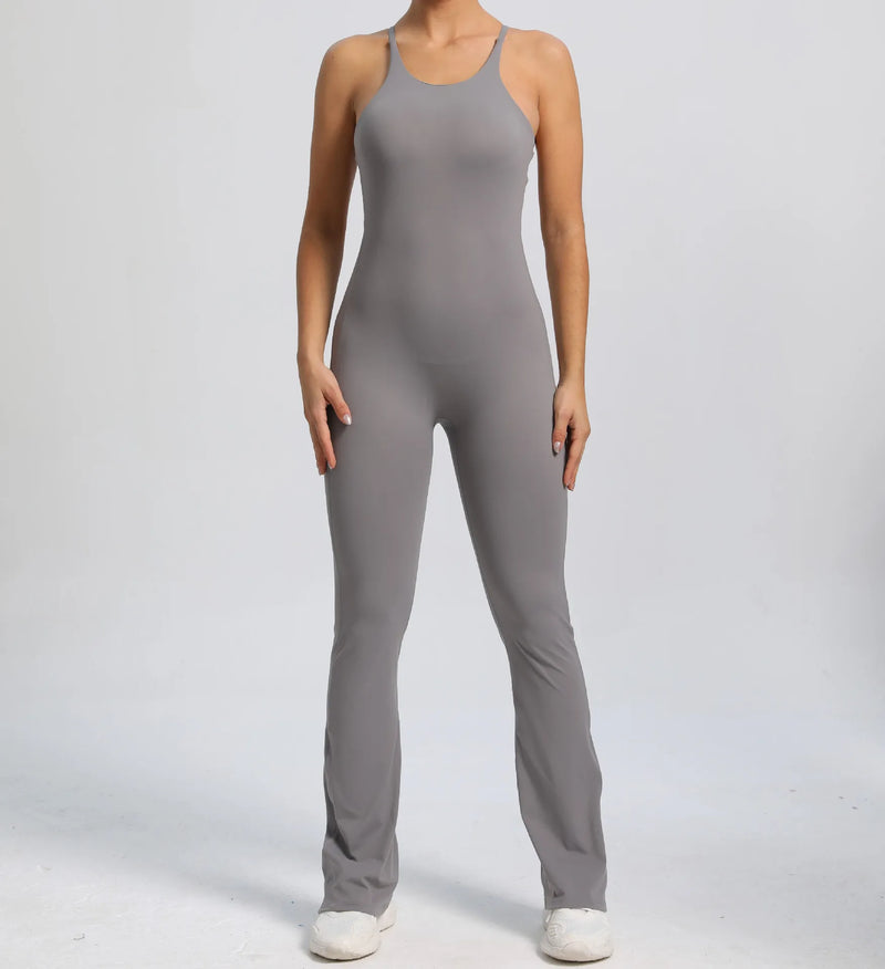 Navy Flared Workout Jumpsuit