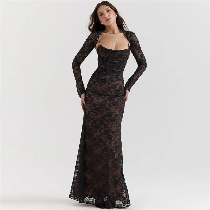 Long Sleeve Lace Maxi Dress