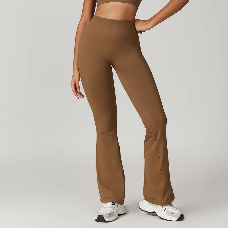 Ribbed Waist Flared Leggings