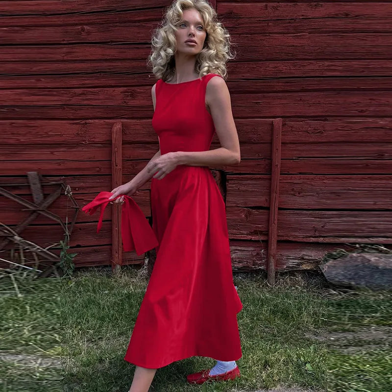 Sleeveless A-Line Midi Dress