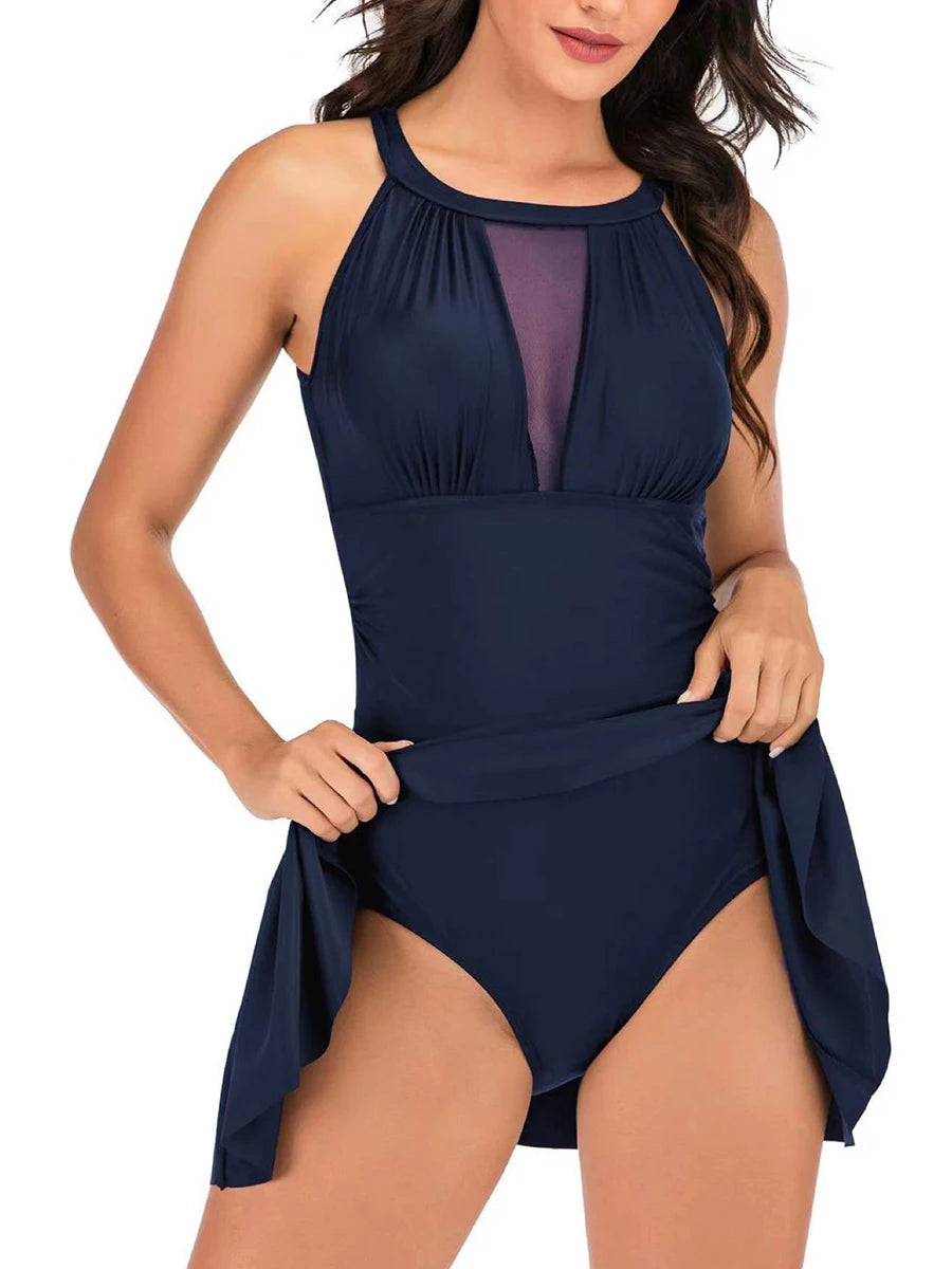 Elegant Mesh Panel Swimdress