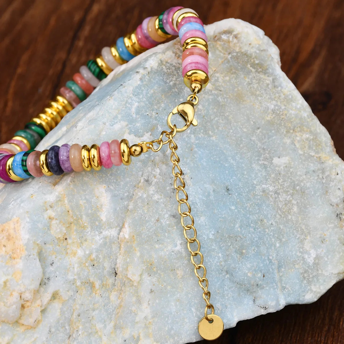 Multicolor Beaded Bracelet with Gold Accents