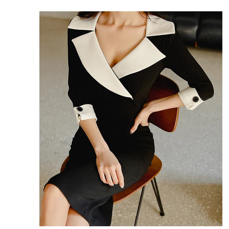 Asymmetric Collar Bodycon Dress