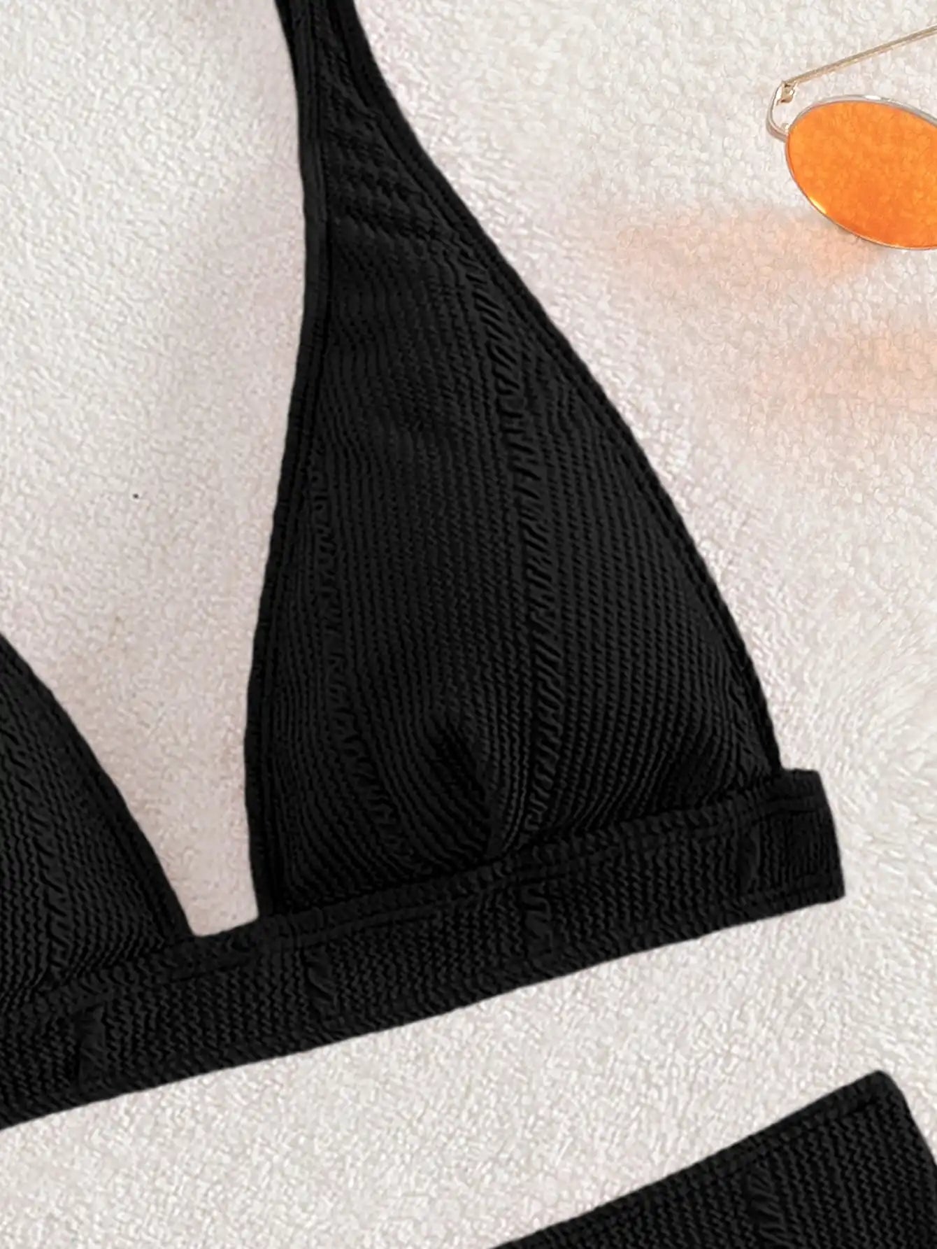 Textured High Waist Bikini Set