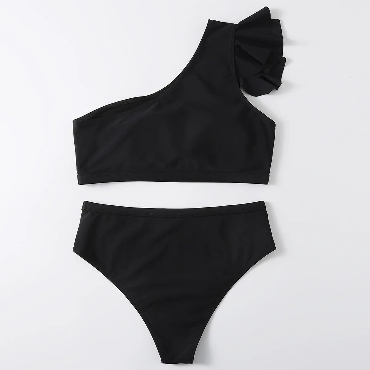 One-Shoulder Ruffle Bikini Set