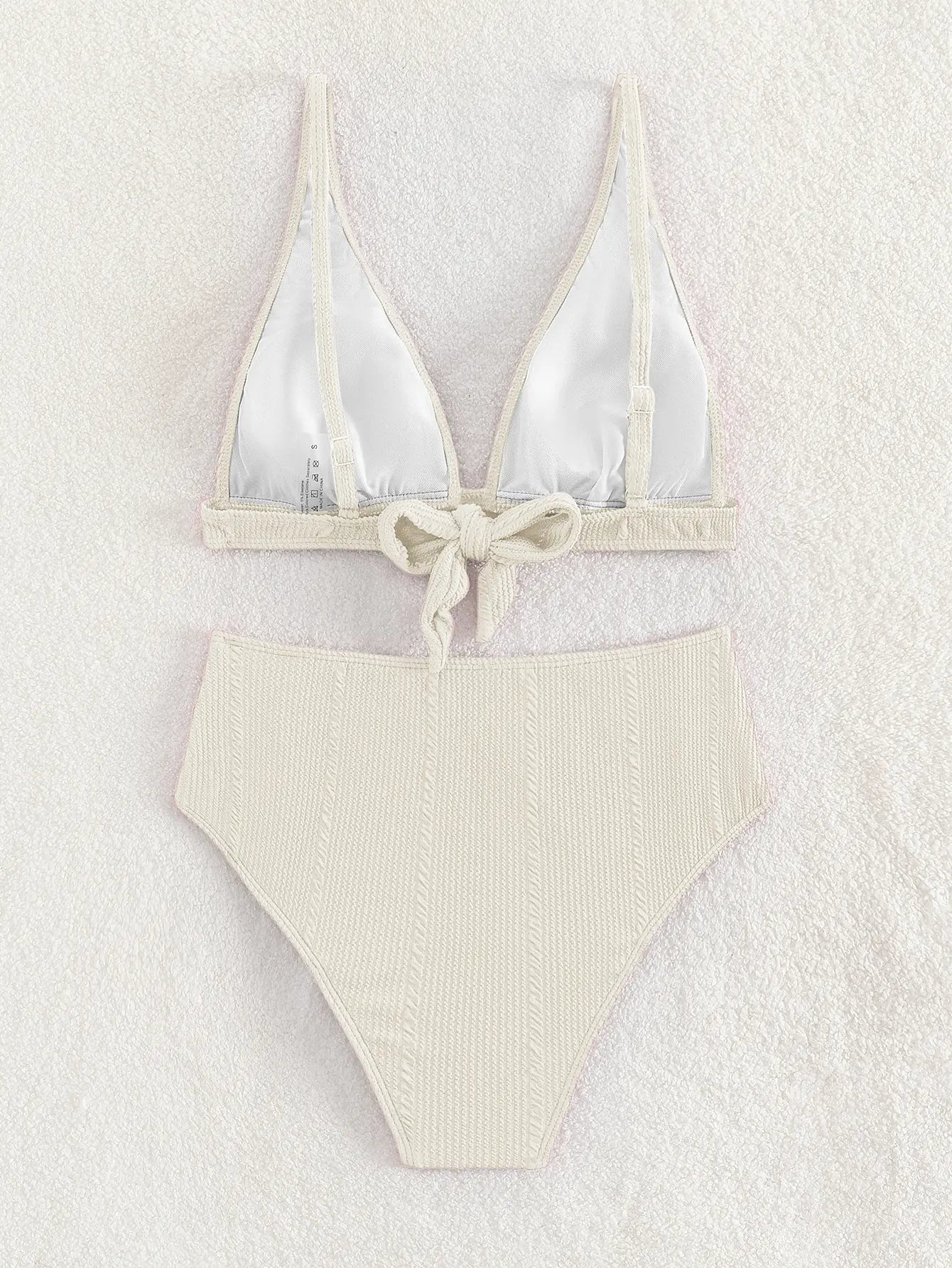Textured High Waist Bikini Set