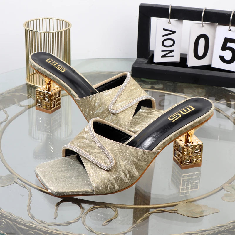 Embellished Block Heel Mules