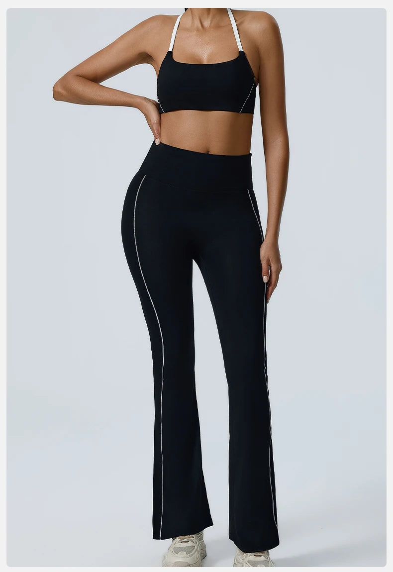 Piped Flared Leggings Workout Set