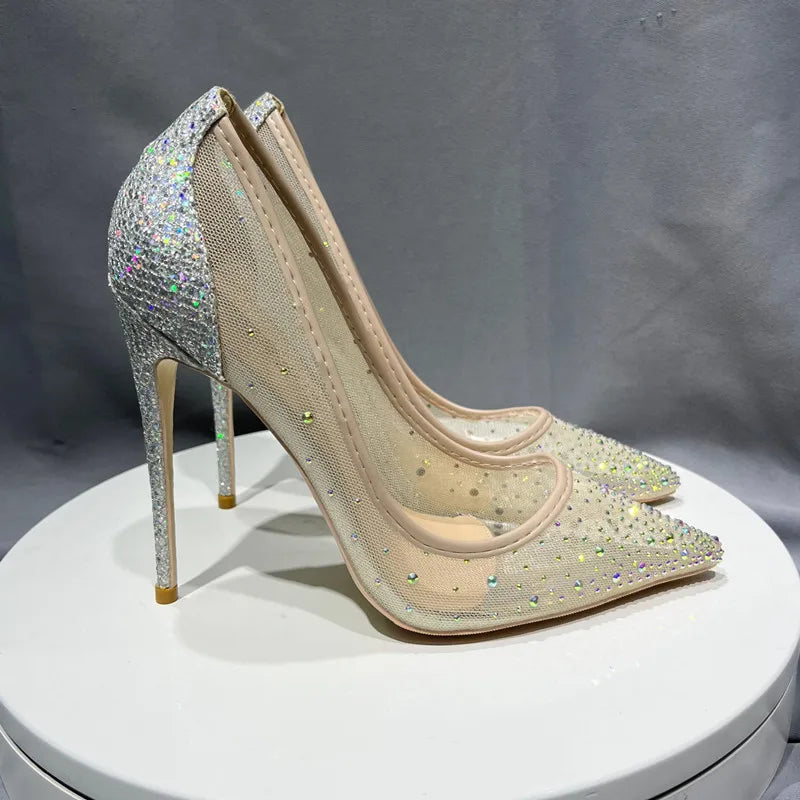 Glimmering Mesh Stiletto Pumps