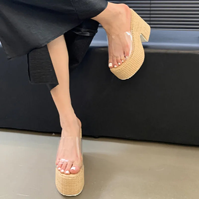 Woven Platform Slide Sandals