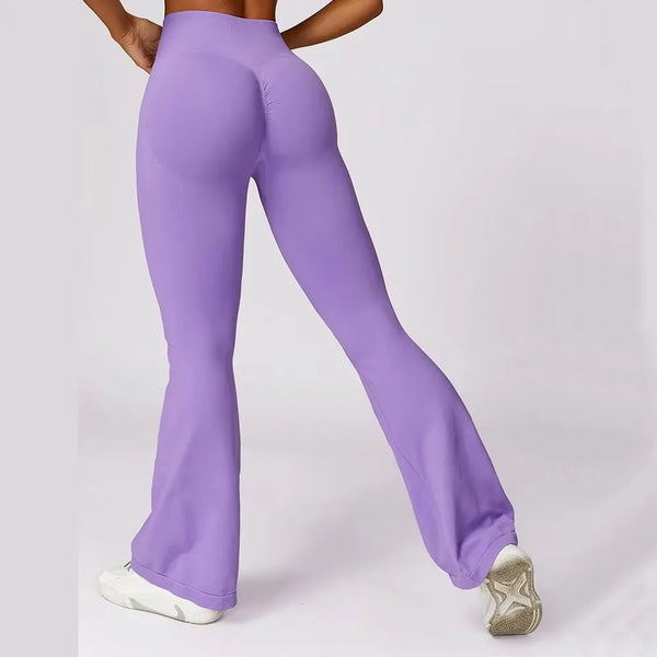 Ribbed Waist Flared Leggings