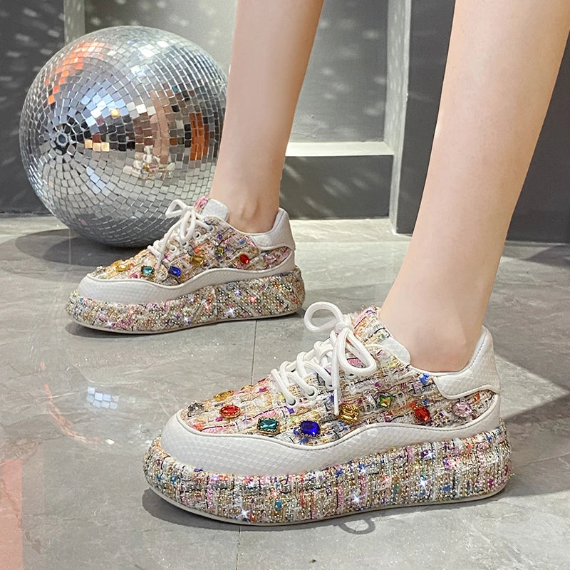 Crystal Embellished Platform Sneakers