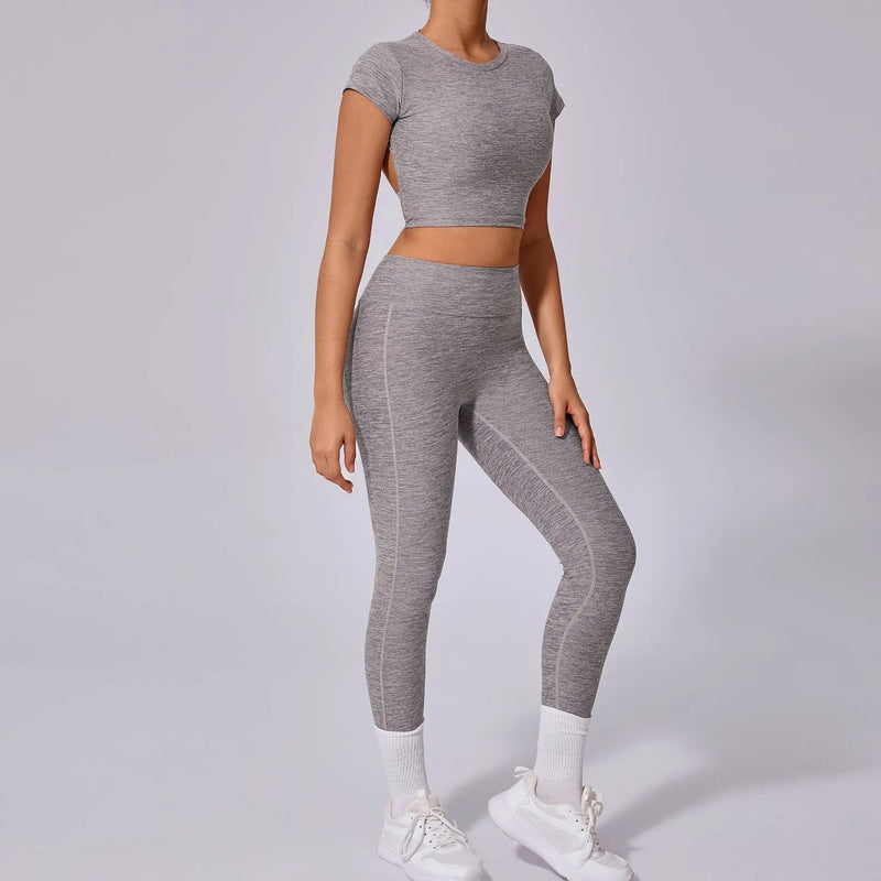 Open Back Crop Top & Leggings Workout Set