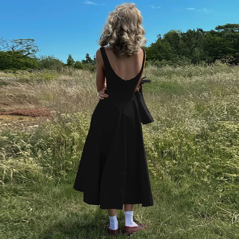 Sleeveless A-Line Midi Dress