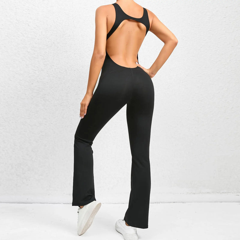 Open Back Flared Leg Jumpsuit