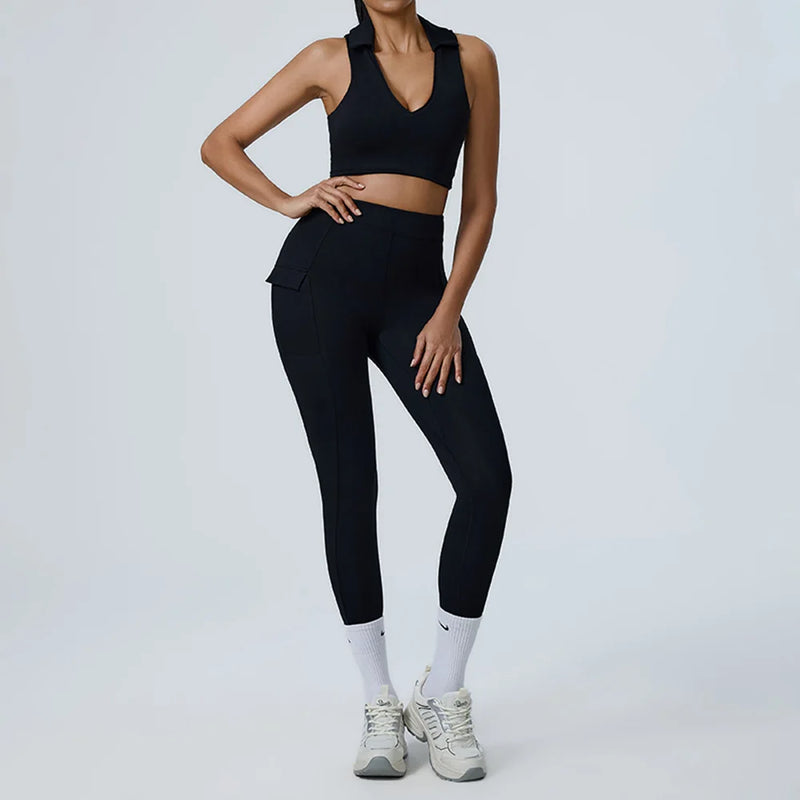 Polo Halter & Cargo Leggings Workout Set