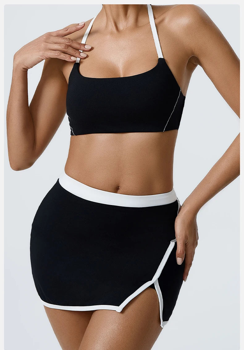 Split-Front Athletic Skirt Set