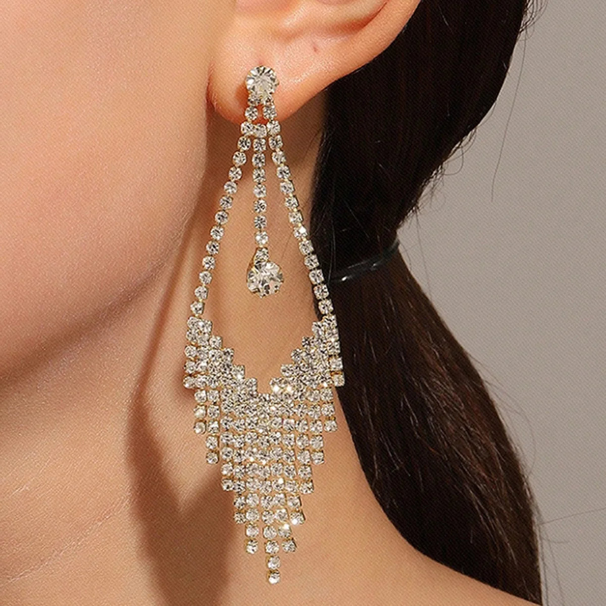 Crystal Chandelier Fringe Drop Earrings