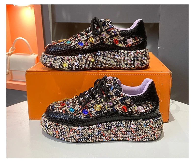 Crystal Embellished Platform Sneakers
