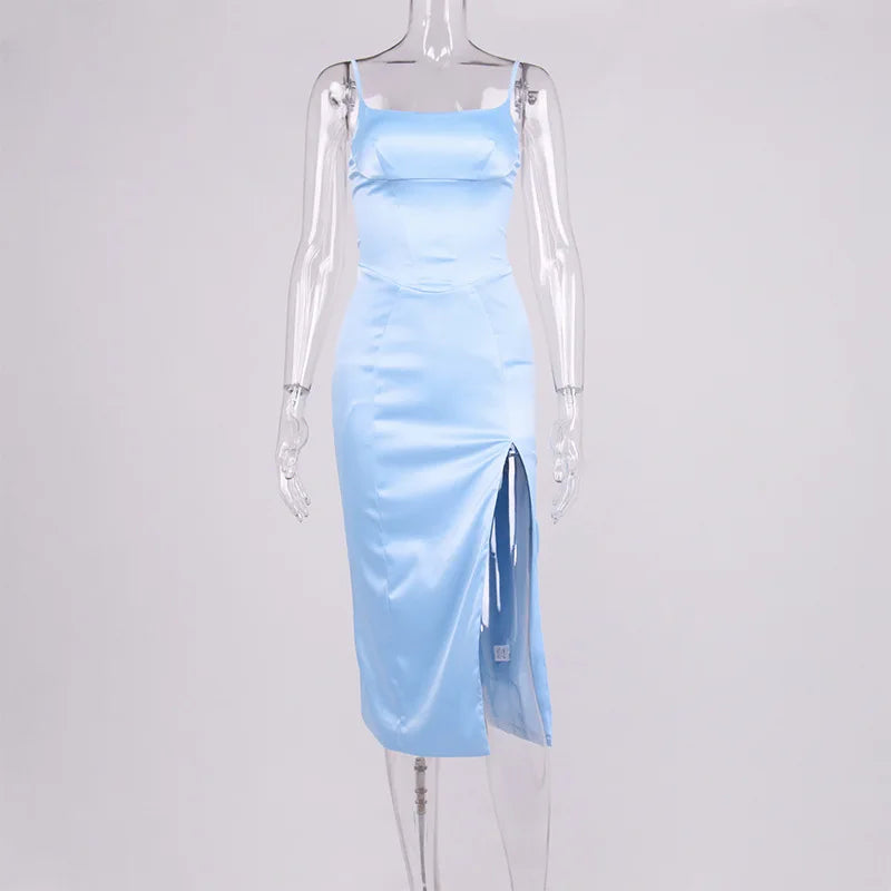 Scoop Neck Bodycon Dress with Side Slit