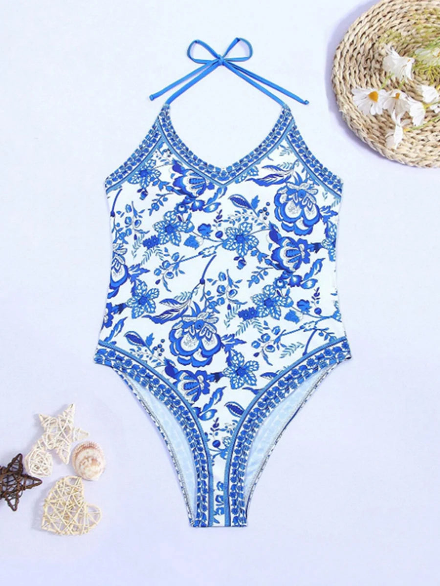 Boho Floral One-Piece Swimsuit