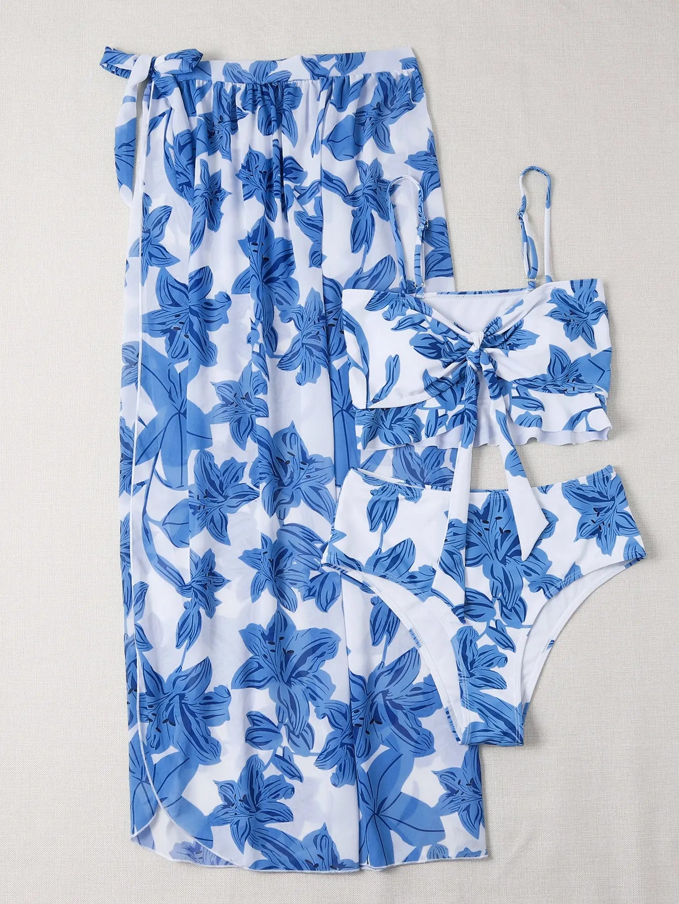 Floral Print Bikini & Sarong Set