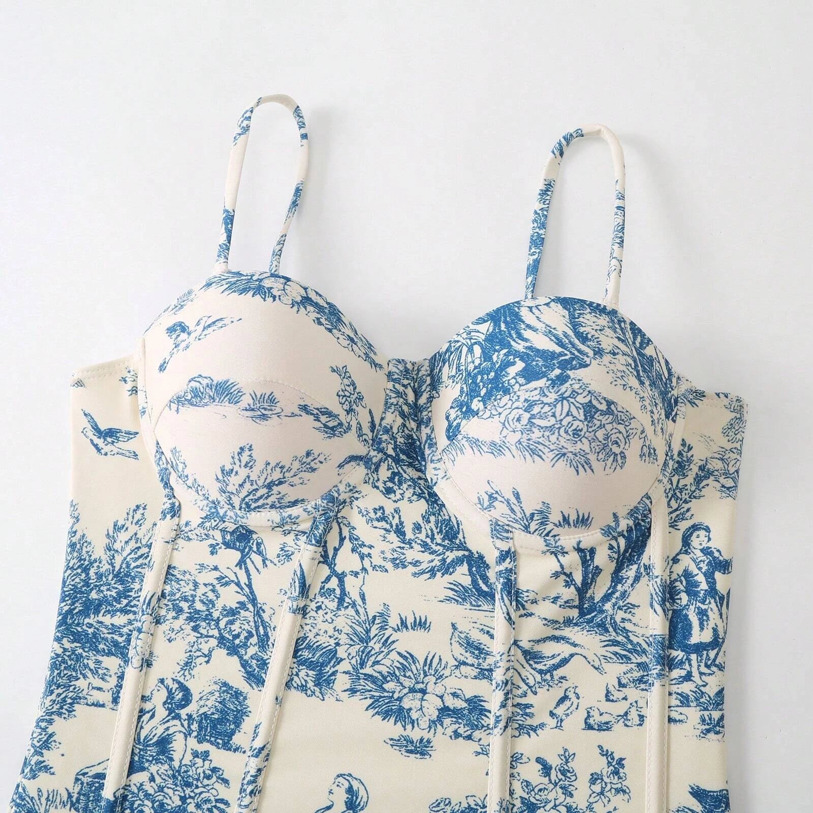 Printed Spaghetti Strap Bodysuit