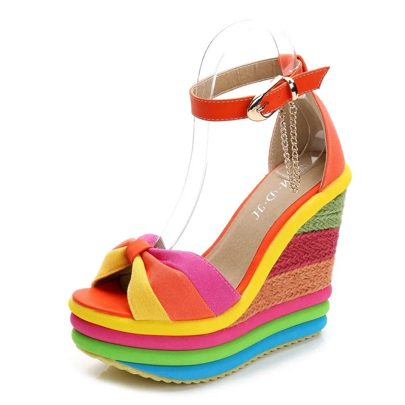 Rainbow Wedge Heels