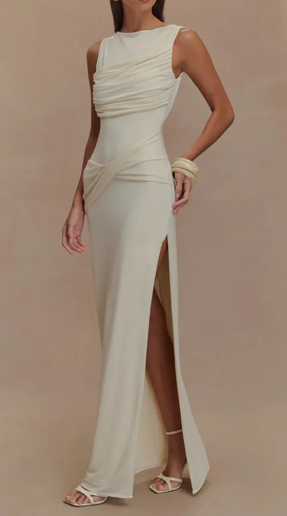 Ruched Sleeveless Maxi Dress