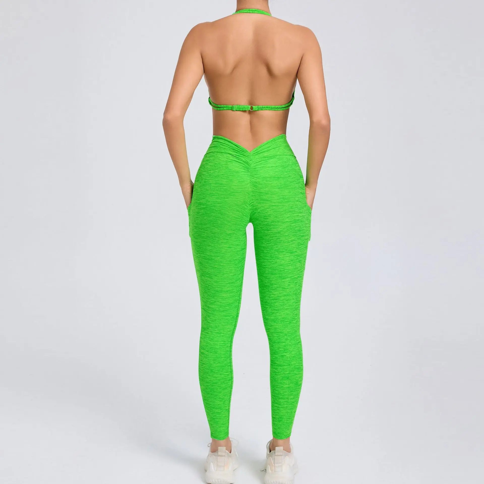 Halter & Ruched Leggings Workout Set
