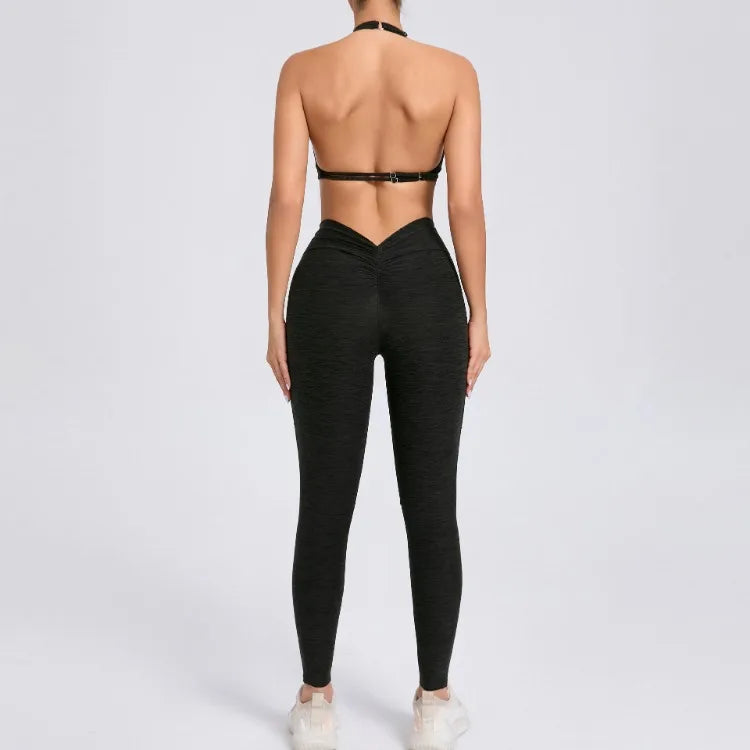 Halter & Ruched Leggings Workout Set