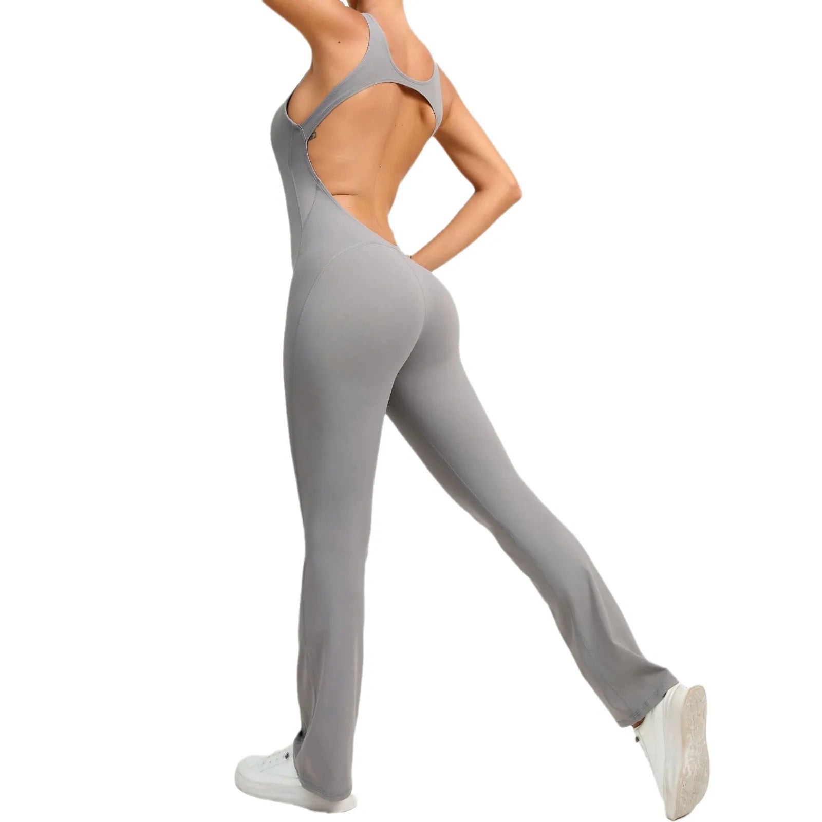 Open Back Flared Leg Jumpsuit