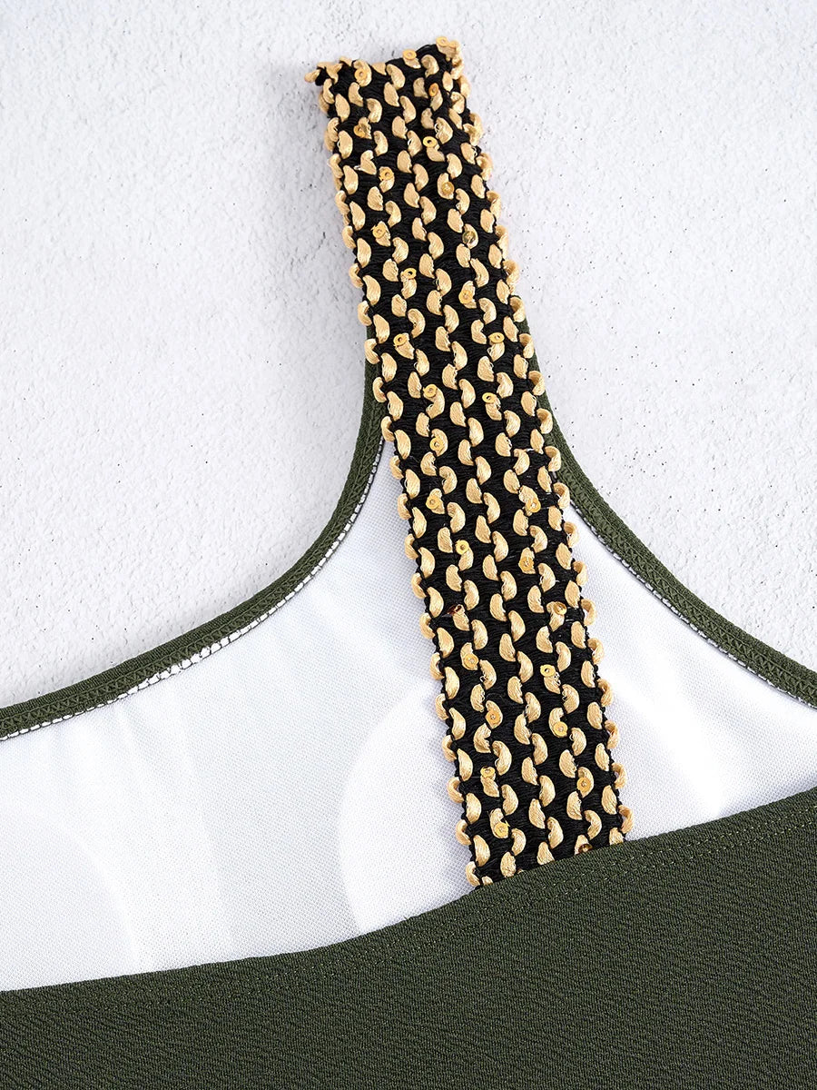 Asymmetrical One-Piece with Chain Detail